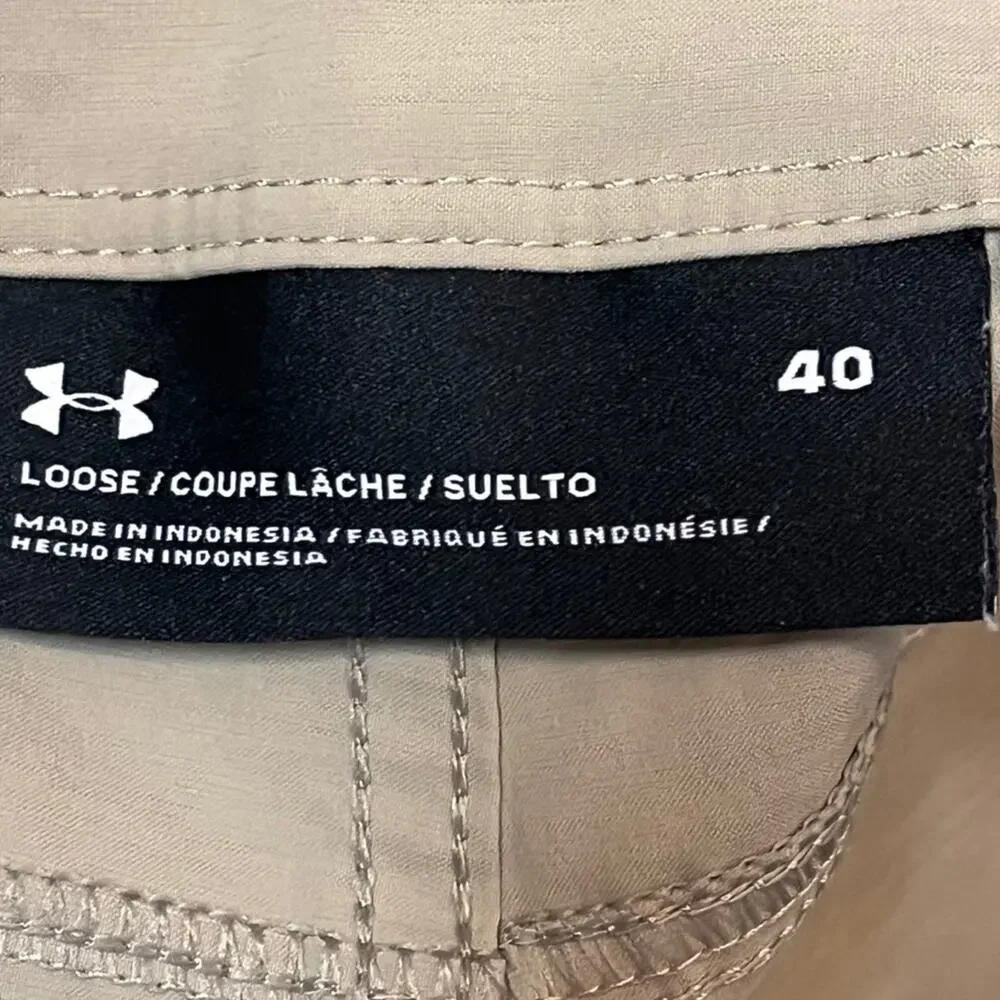Under Armour Loose Fit Khaki Technical Golf Shorts Mens 40x9 Casual Stretch - Picture 6 of 7